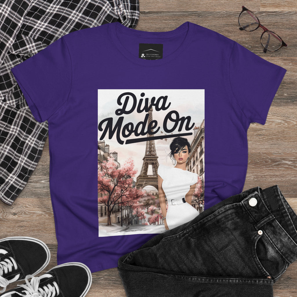 Diva Mode On Tee — Paris Chic Women's Graphic T‑Shirt