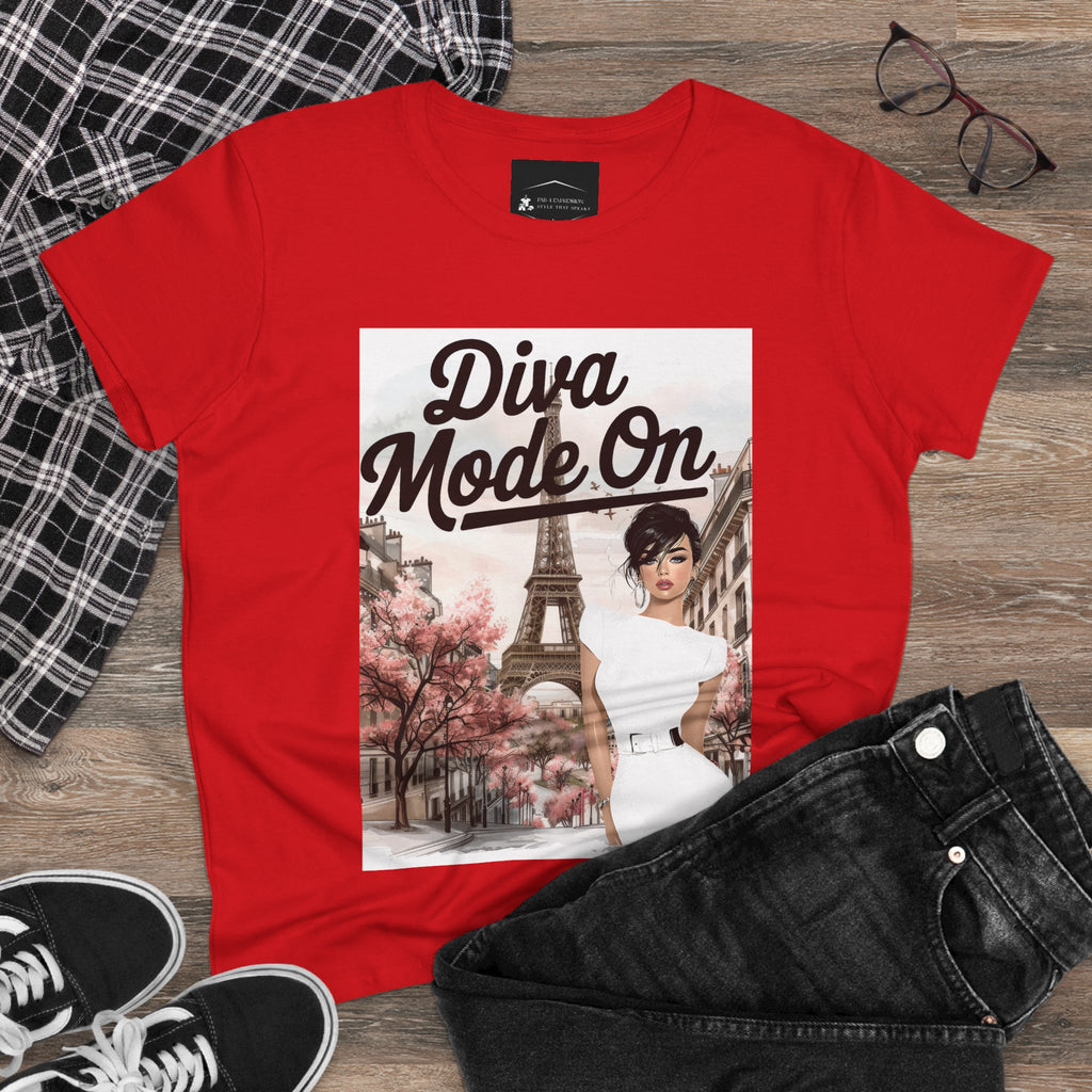 Diva Mode On Tee — Paris Chic Women's Graphic T‑Shirt