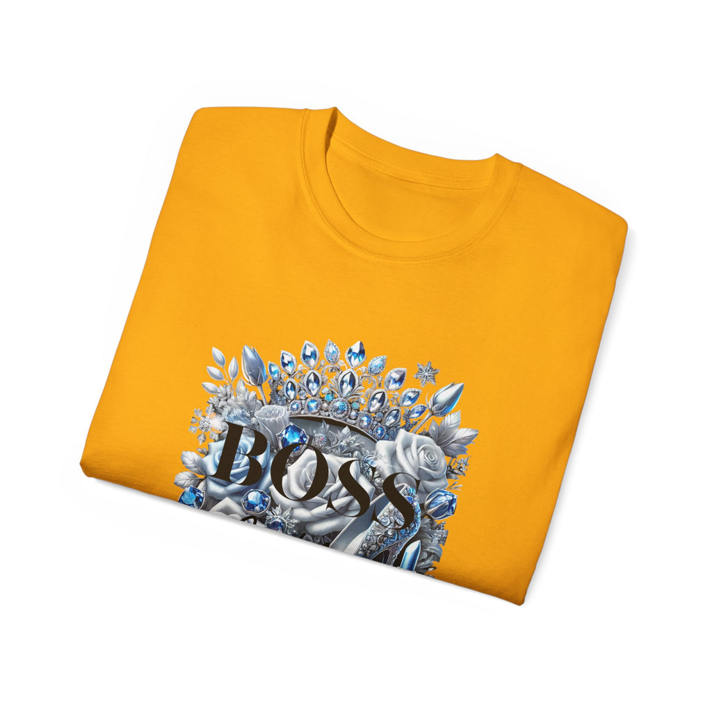Boss Lady Tee — Women's Empowerment Graphic T‑Shirt (Crown & Roses Design)