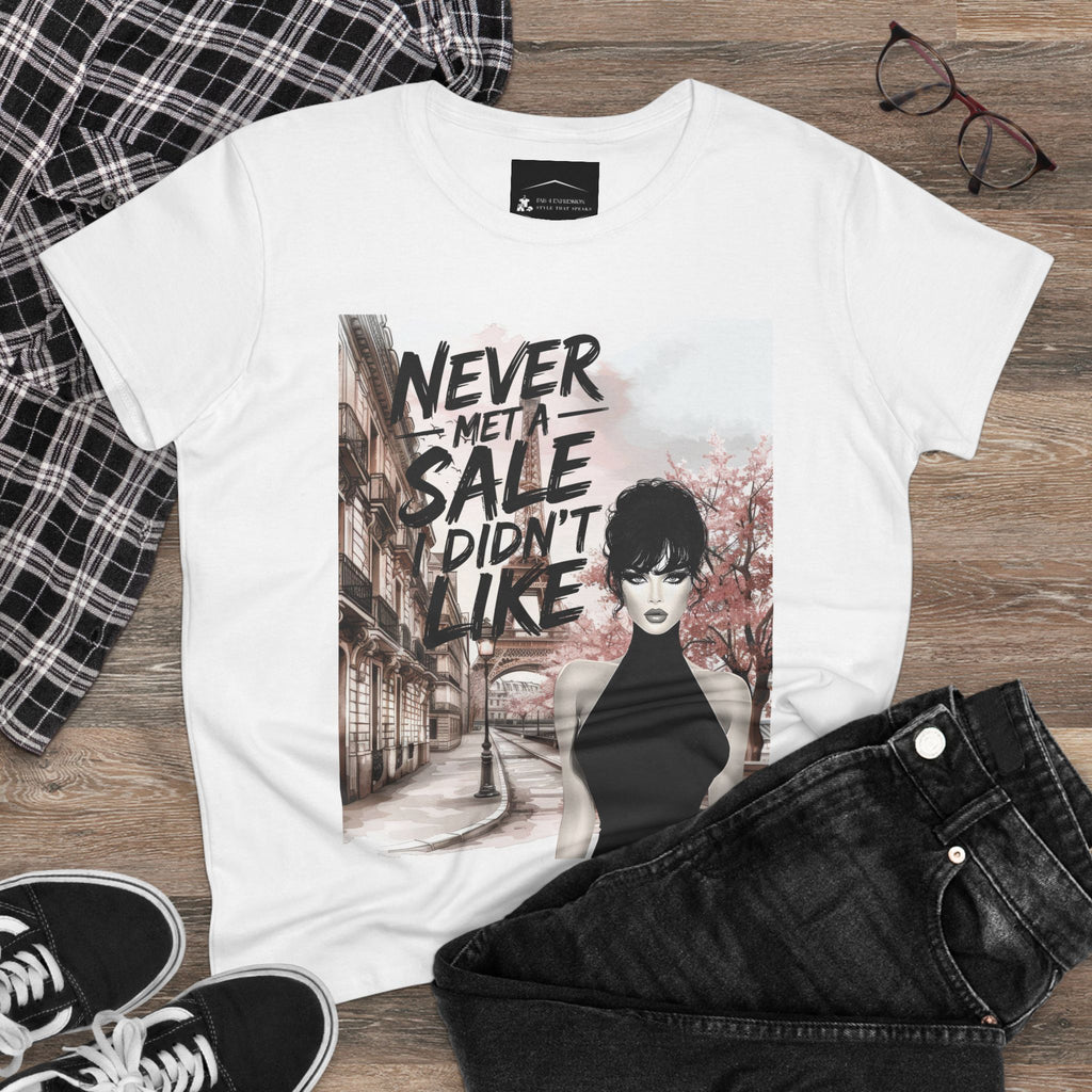 Graphic Tee — 'Never Met a Sale I Didn't Like' Women's Fashion T-Shirt