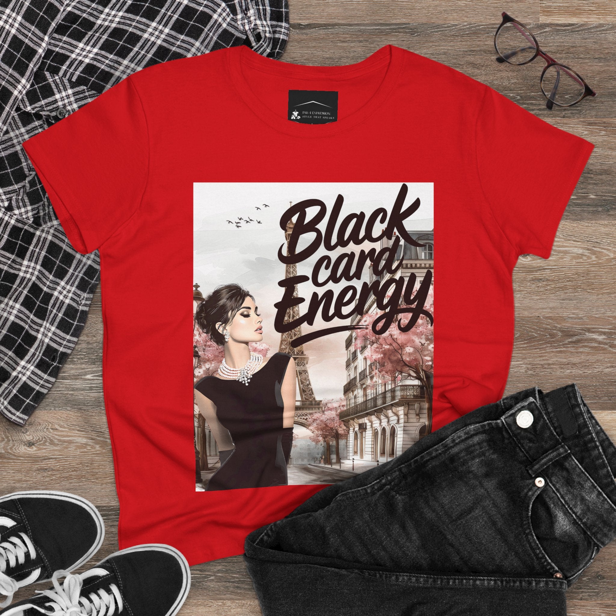 Black Card Energy Women's Tee — Vintage Glam Graphic T-Shirt