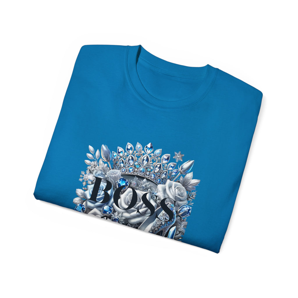 Boss Lady Tee — Women's Empowerment Graphic T‑Shirt (Crown & Roses Design)