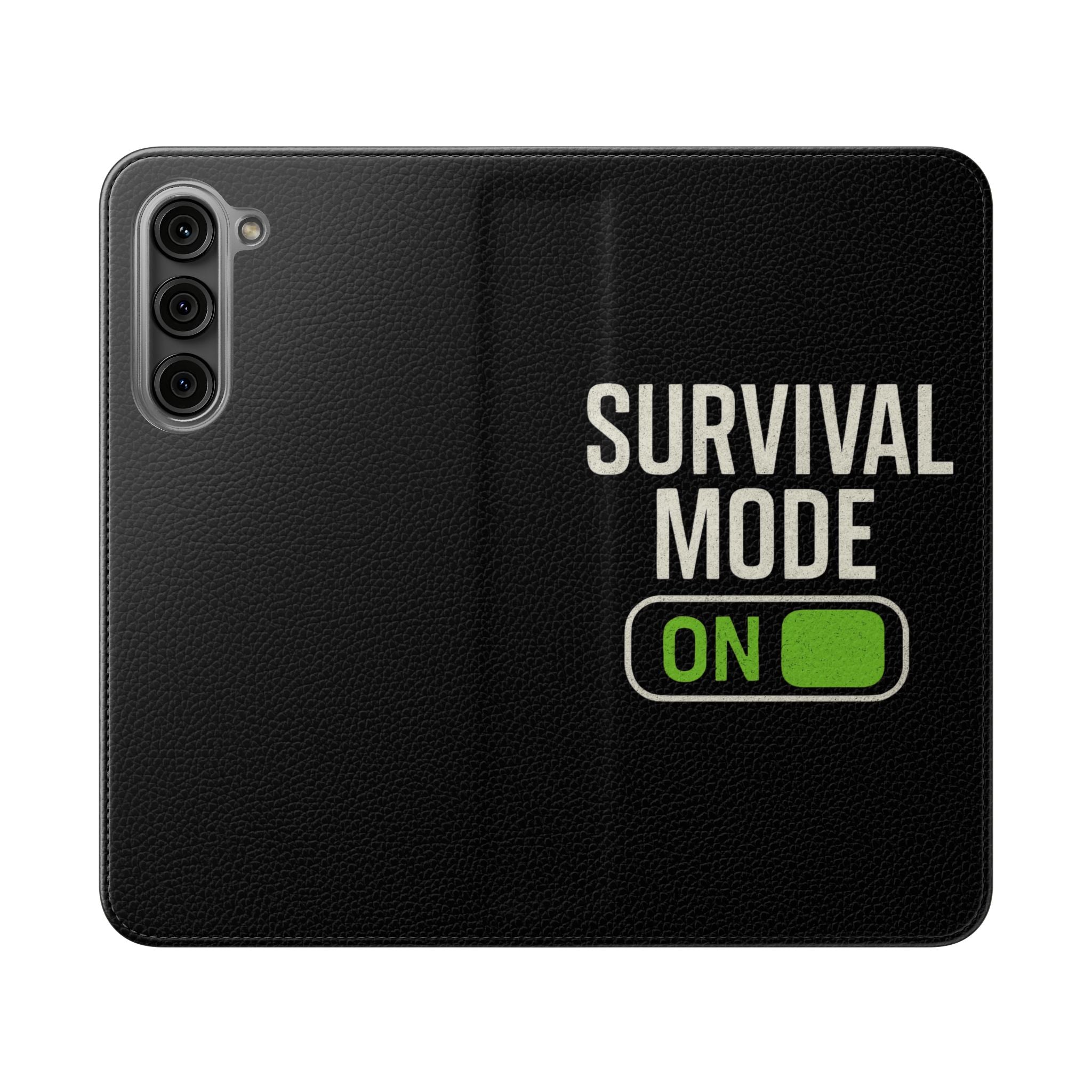 Survival Mode On Flip Phone Case — Wallet Flip Case with 'Survival Mode' Design