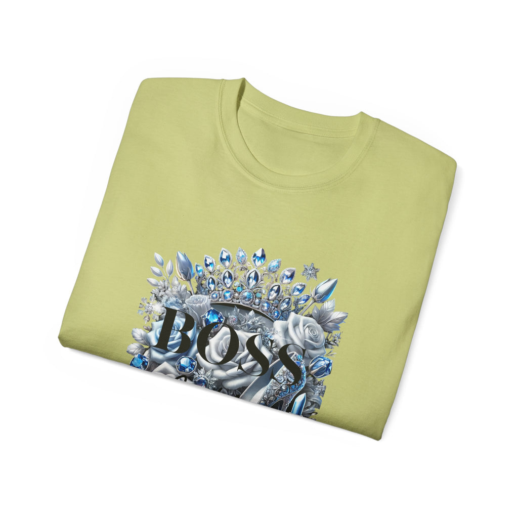 Boss Lady Tee — Women's Empowerment Graphic T‑Shirt (Crown & Roses Design)