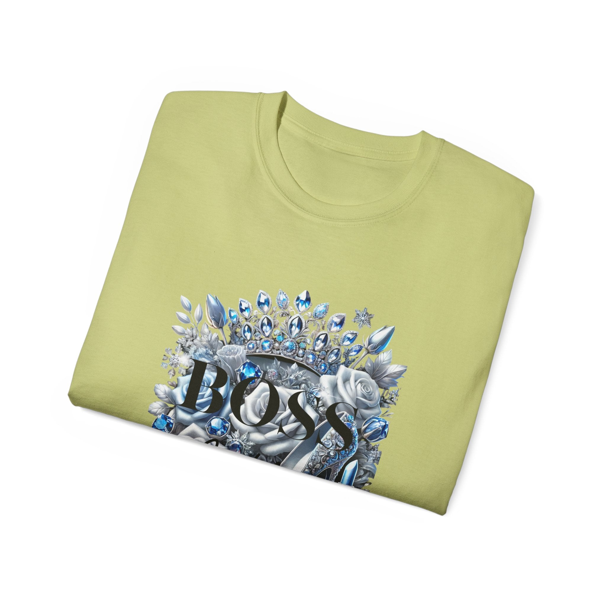Boss Lady Tee — Women's Empowerment Graphic T‑Shirt (Crown & Roses Design)