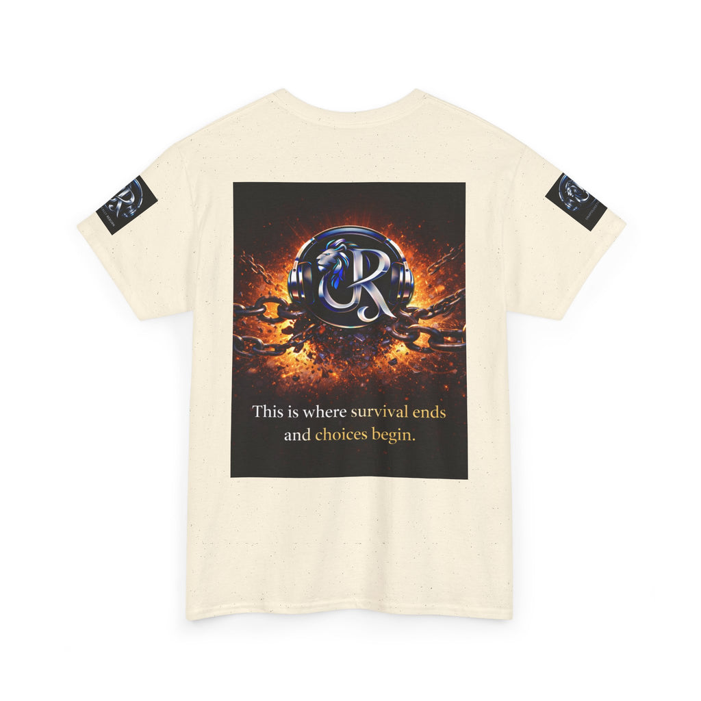 Graphic Tee — 'This is where survival ends and choices begin' Emblem