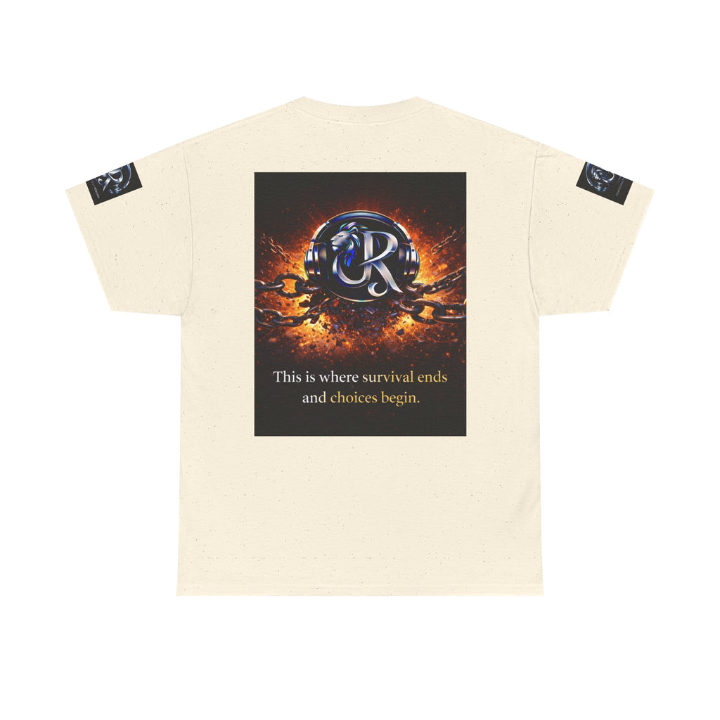 Graphic Tee — 'This is where survival ends and choices begin' Emblem