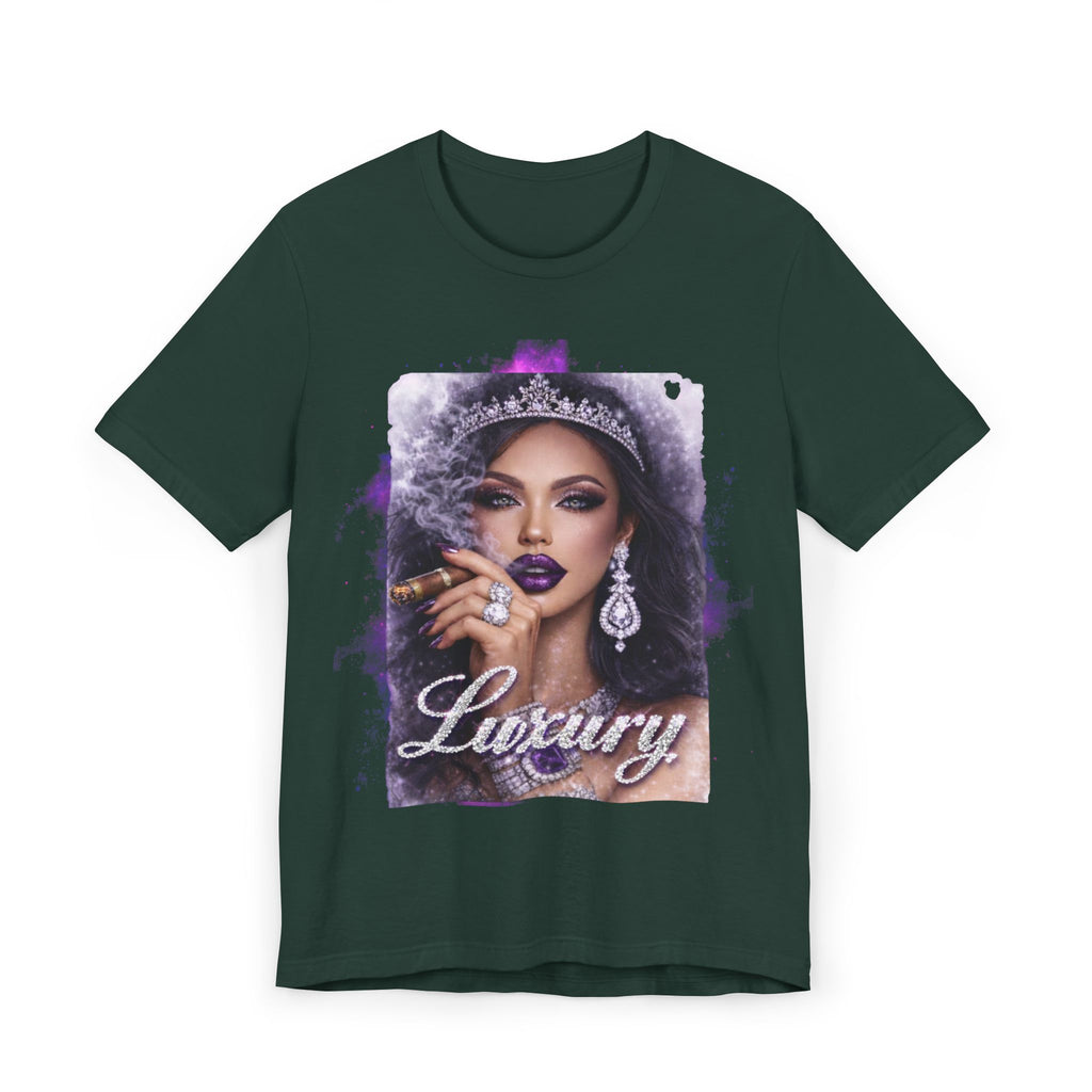 Luxury Queen T-Shirt — Glam Portrait Tee with 'Luxury' Script
