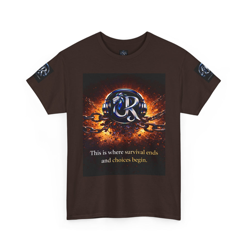 Graphic Tee — 'This is where survival ends and choices begin' Emblem