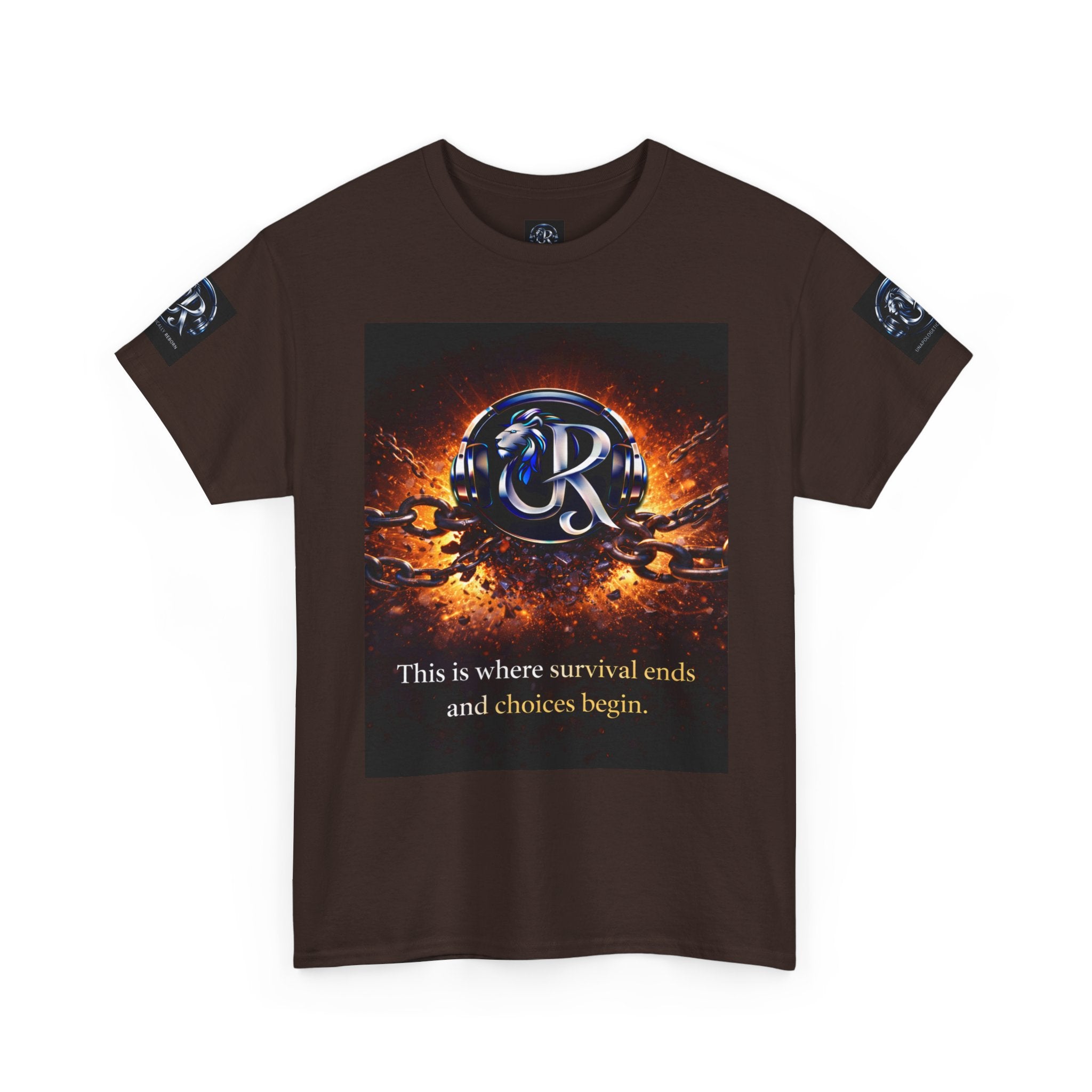 Graphic Tee — 'This is where survival ends and choices begin' Emblem