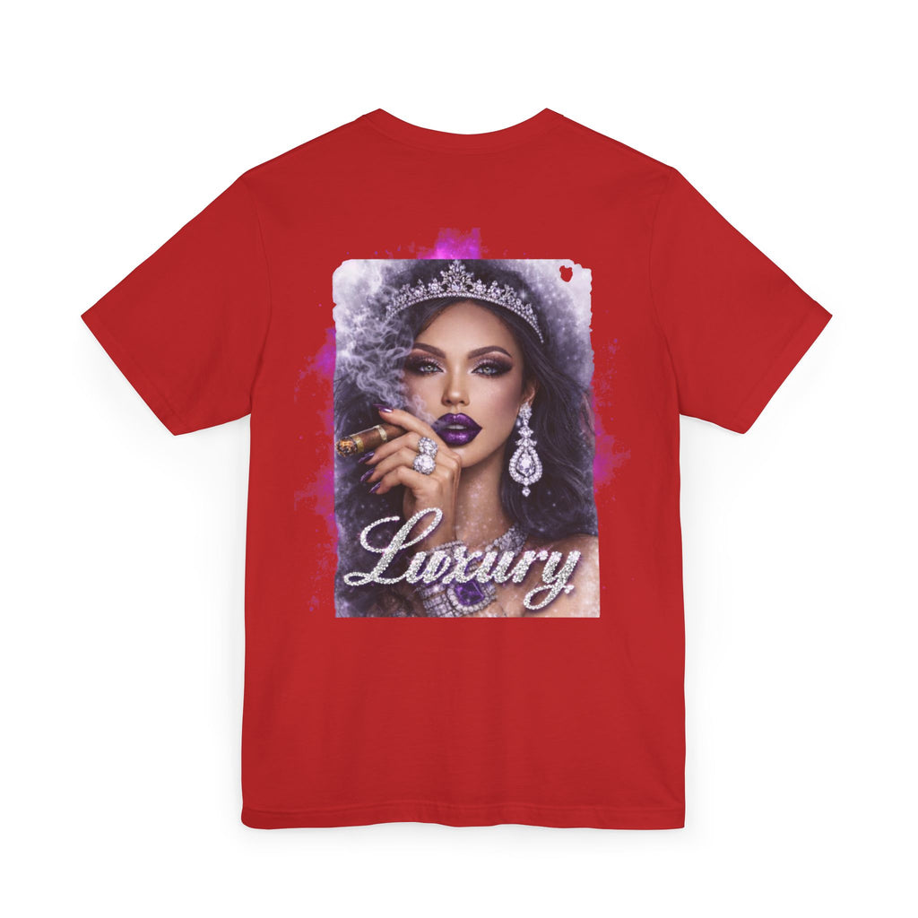 Luxury Queen T-Shirt — Glam Portrait Tee with 'Luxury' Script
