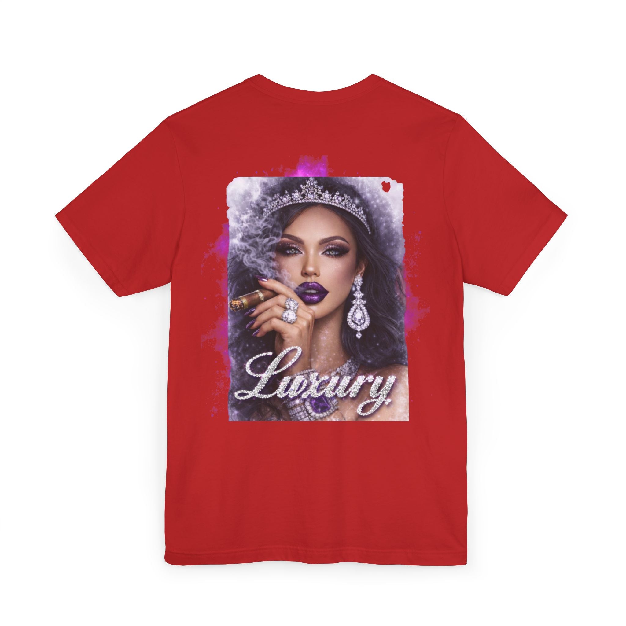Luxury Queen T-Shirt — Glam Portrait Tee with 'Luxury' Script