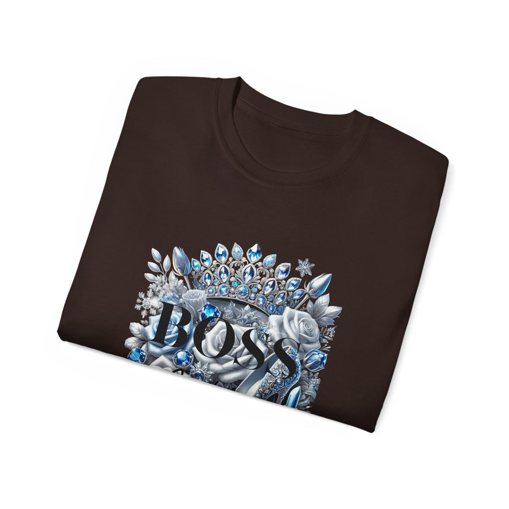 Boss Lady Tee — Women's Empowerment Graphic T‑Shirt (Crown & Roses Design)