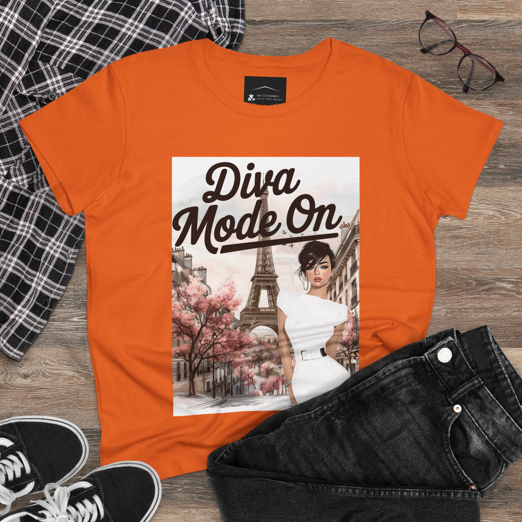 Diva Mode On Tee — Paris Chic Women's Graphic T‑Shirt