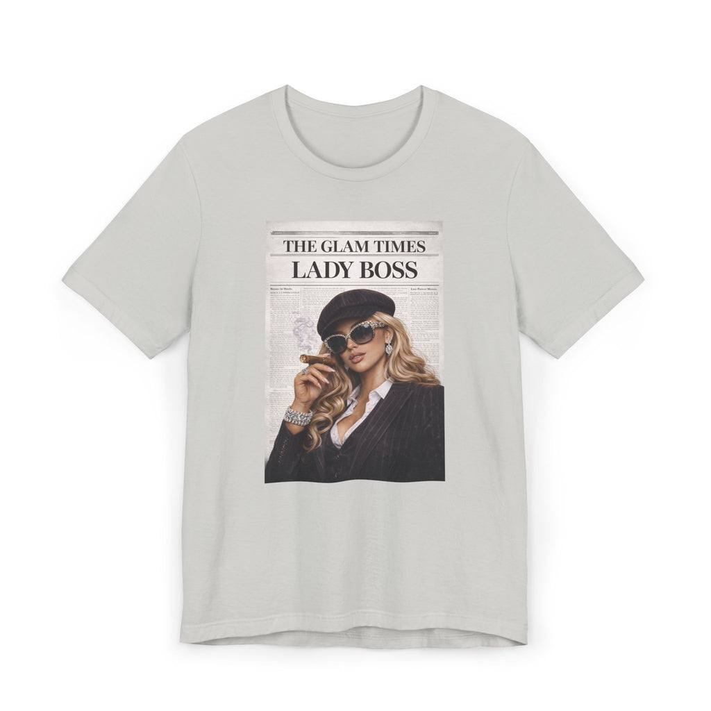 Lady Boss Graphic T-Shirt — 'The Glam Times' Vintage Newspaper Design