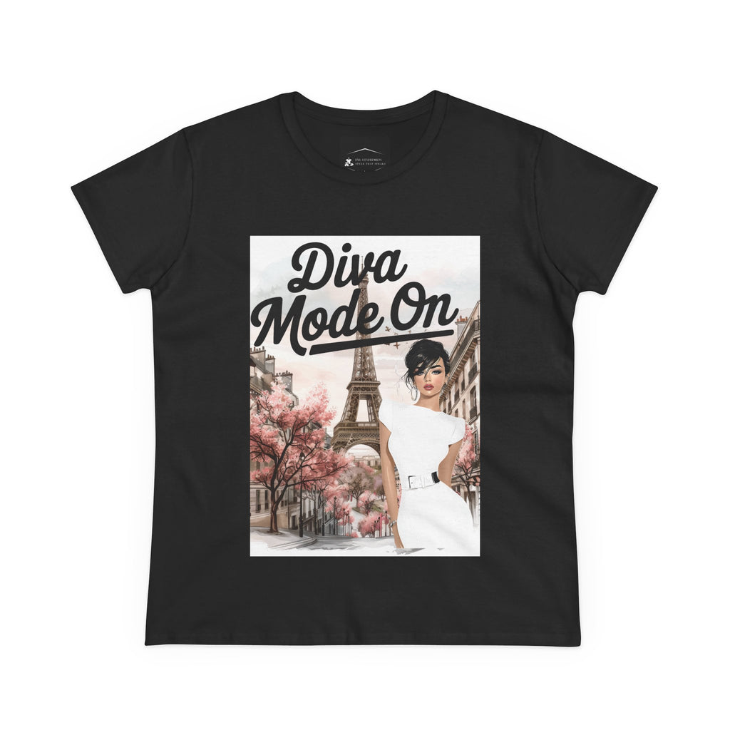 Diva Mode On Tee — Paris Chic Women's Graphic T‑Shirt
