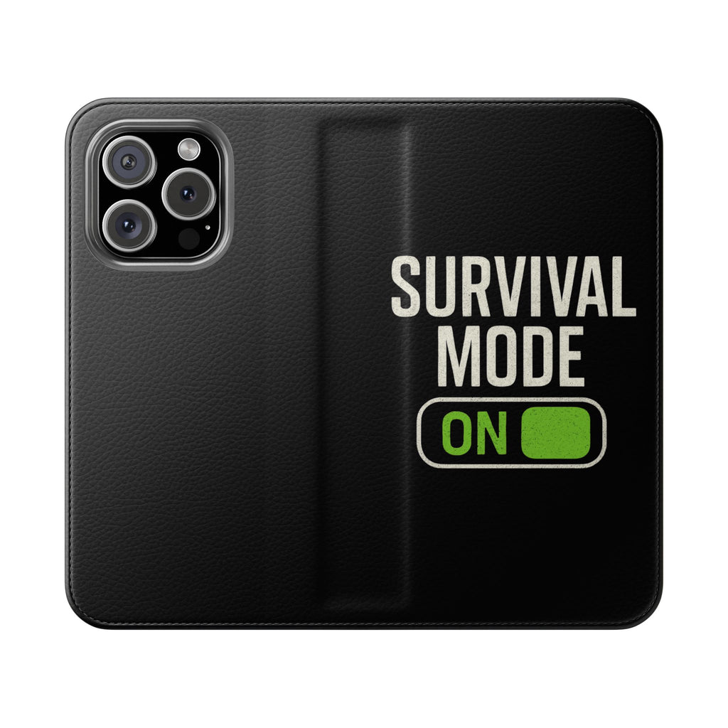 Survival Mode On Flip Phone Case — Wallet Flip Case with 'Survival Mode' Design