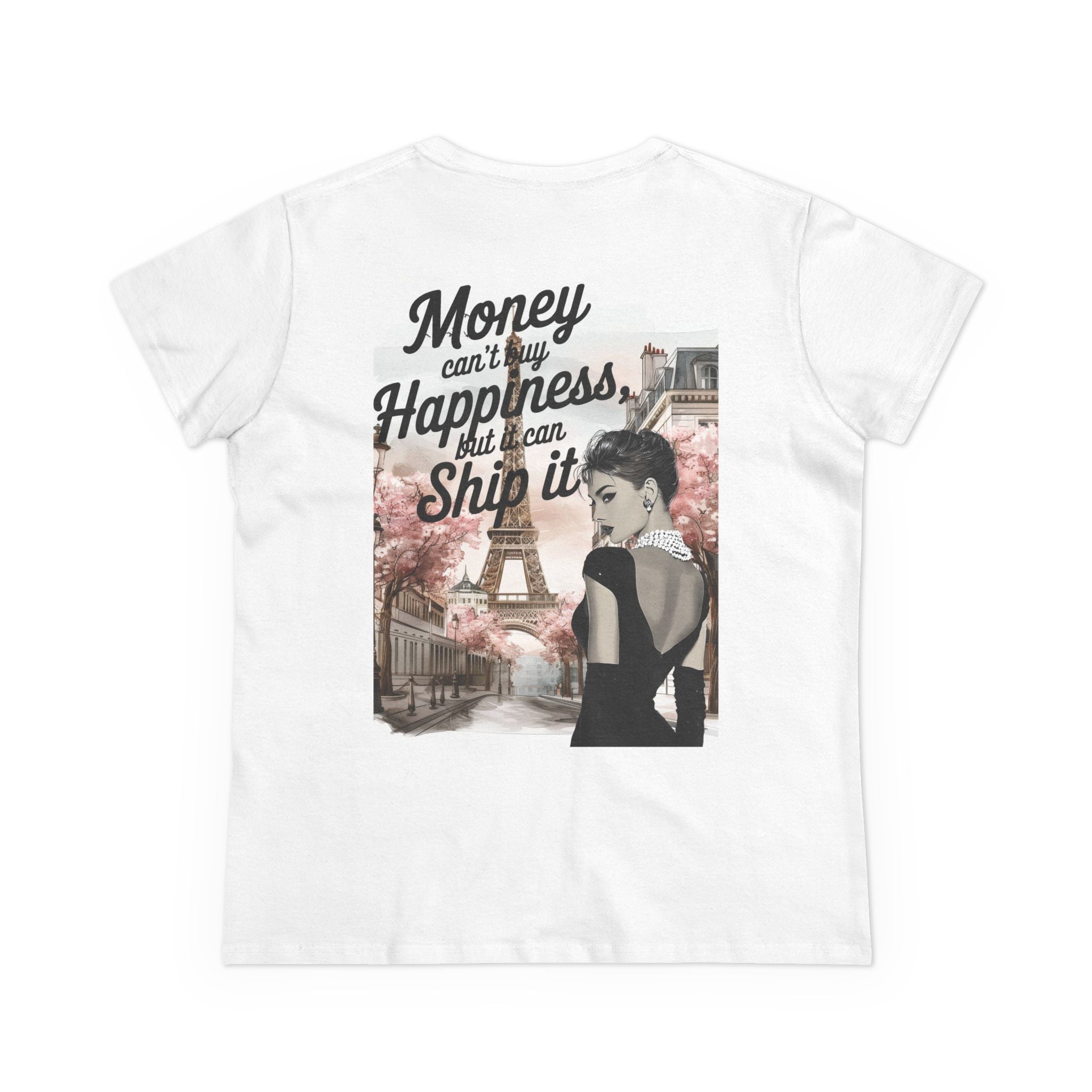 Parisian Audrey Hepburn Tee — "Money Can't Buy Happiness, But I Can Ship It" Women's T‑Shirt