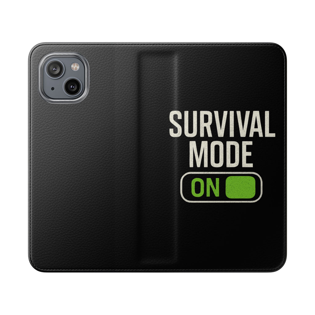 Survival Mode On Flip Phone Case — Wallet Flip Case with 'Survival Mode' Design
