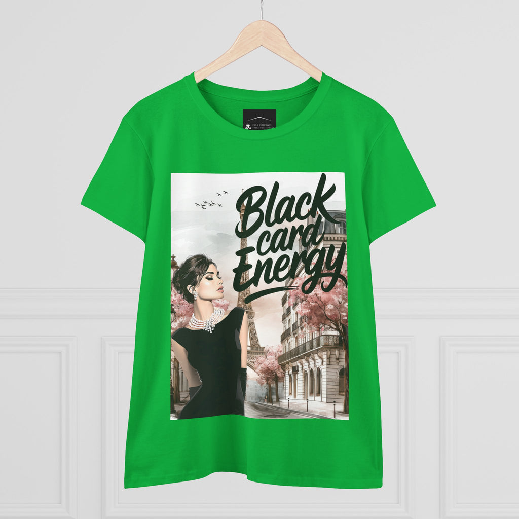 Black Card Energy Women's Tee — Vintage Glam Graphic T-Shirt
