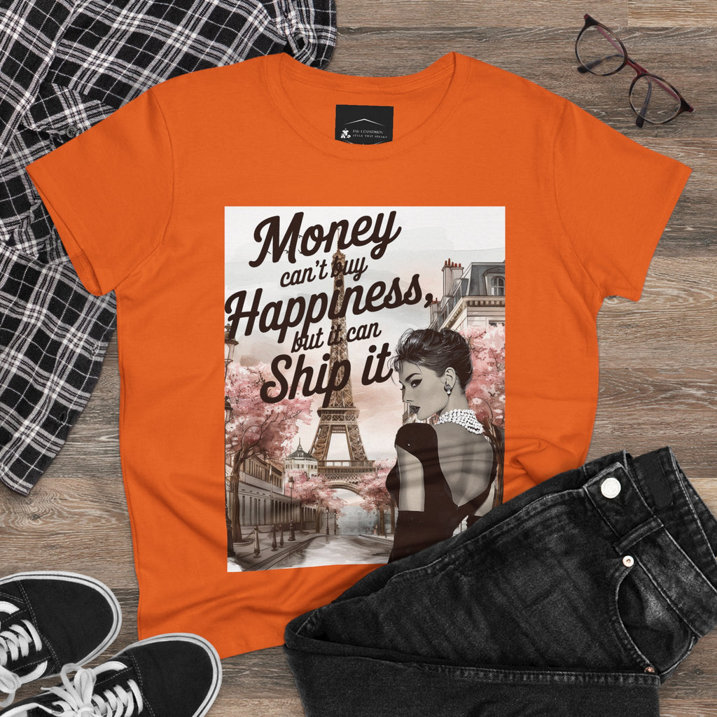 Parisian Audrey Hepburn Tee — "Money Can't Buy Happiness, But I Can Ship It" Women's T‑Shirt