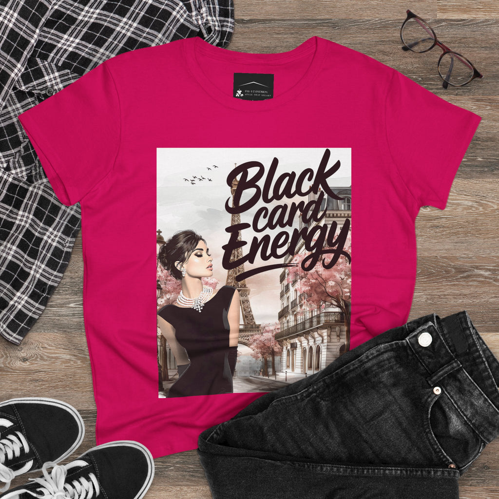 Black Card Energy Women's Tee — Vintage Glam Graphic T-Shirt