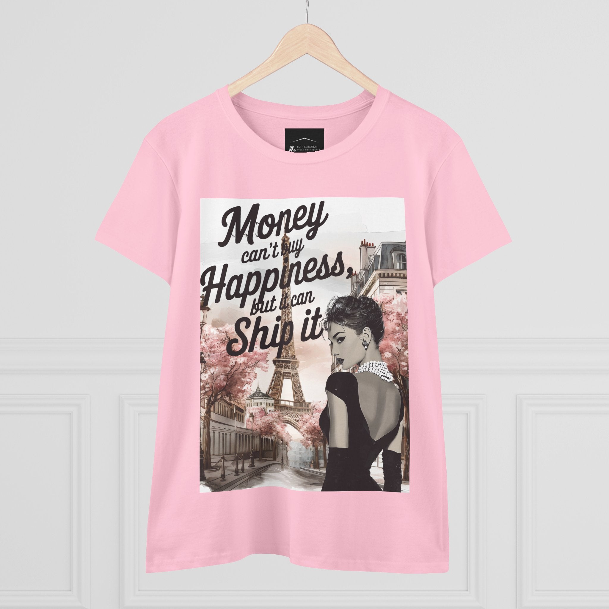 Parisian Audrey Hepburn Tee — "Money Can't Buy Happiness, But I Can Ship It" Women's T‑Shirt