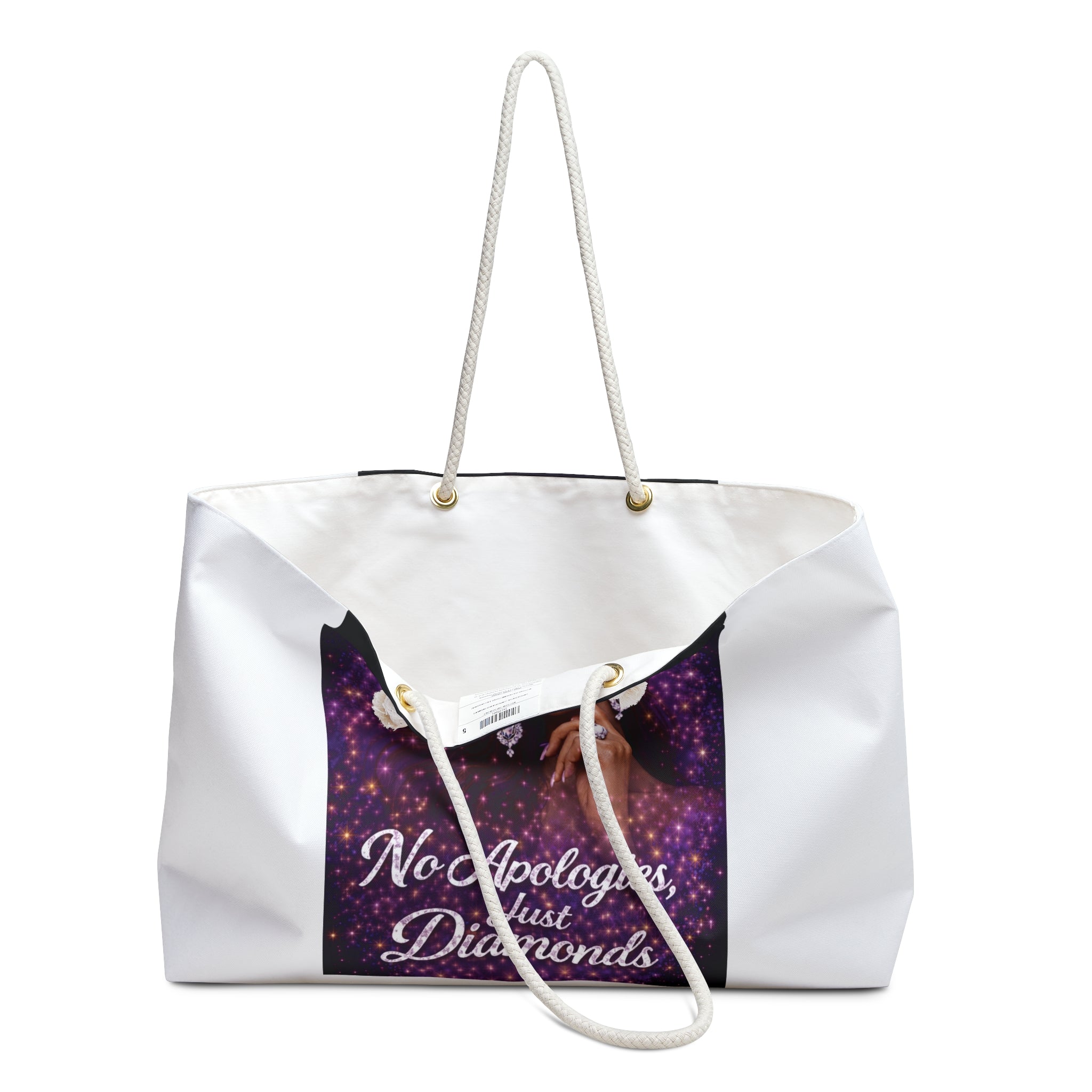 Weekender Bag — "No Apologies, Just Diamonds" Glam Travel Tote