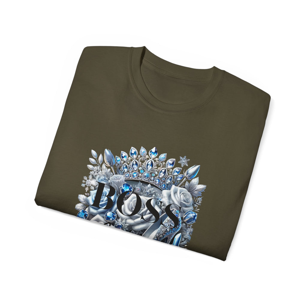 Boss Lady Tee — Women's Empowerment Graphic T‑Shirt (Crown & Roses Design)
