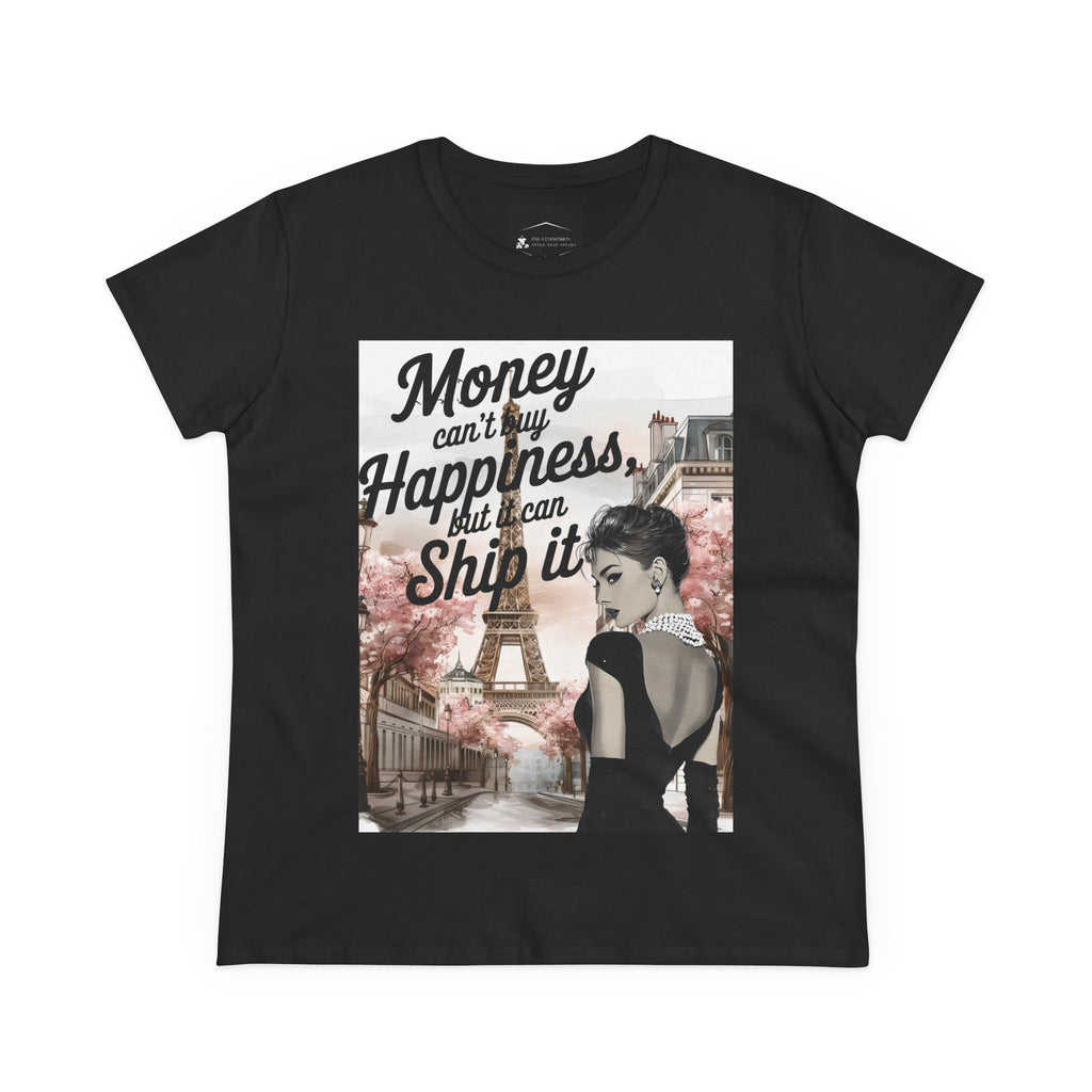 Parisian Audrey Hepburn Tee — "Money Can't Buy Happiness, But I Can Ship It" Women's T‑Shirt
