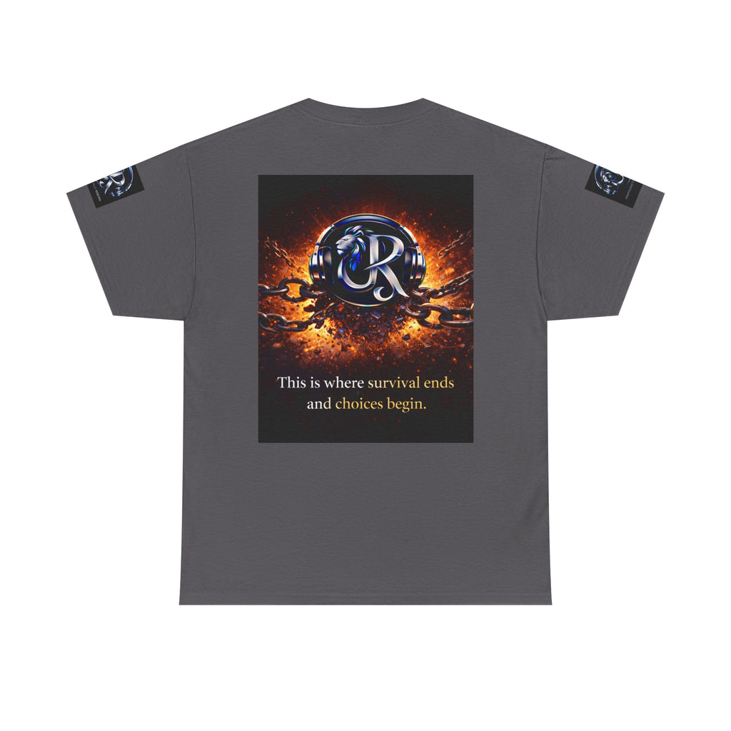 Graphic Tee — 'This is where survival ends and choices begin' Emblem
