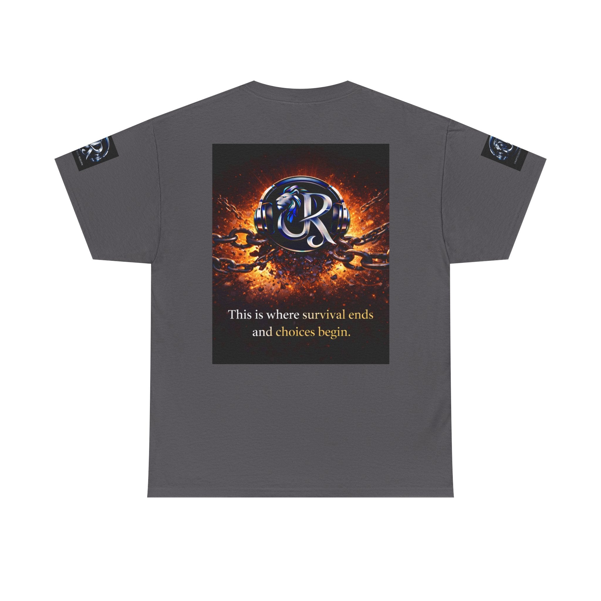 Graphic Tee — 'This is where survival ends and choices begin' Emblem