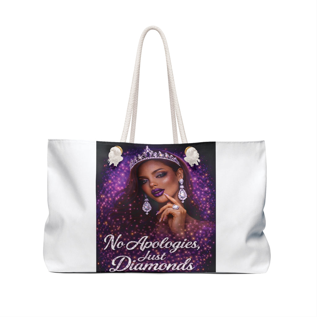 Weekender Bag — "No Apologies, Just Diamonds" Glam Travel Tote