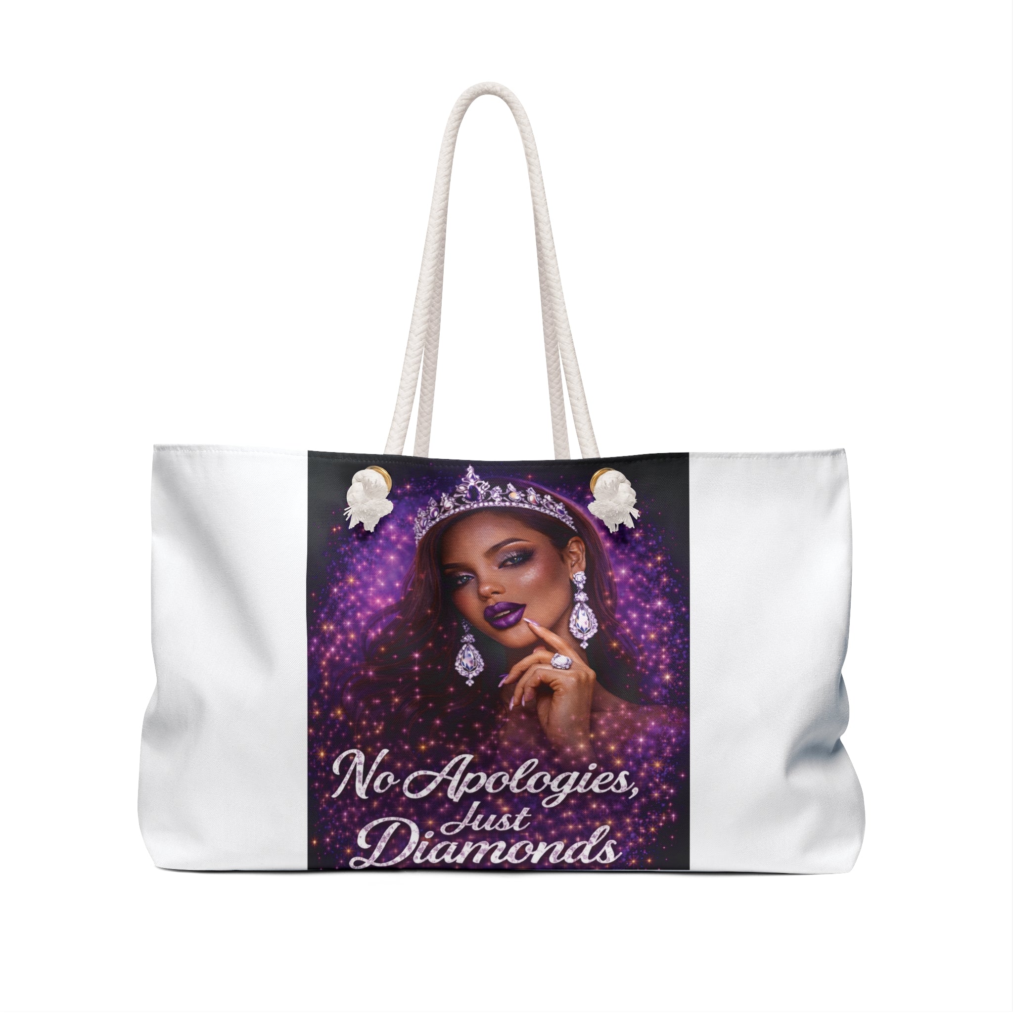 Weekender Bag — "No Apologies, Just Diamonds" Glam Travel Tote