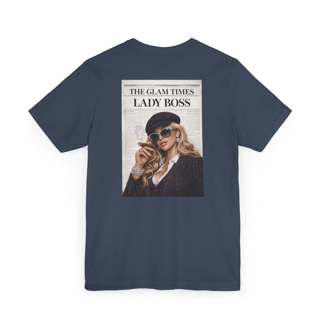 Lady Boss Graphic T-Shirt — 'The Glam Times' Vintage Newspaper Design