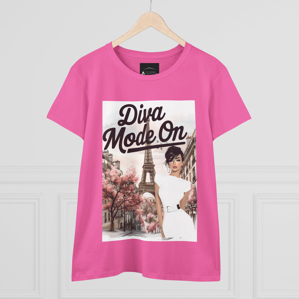 Diva Mode On Tee — Paris Chic Women's Graphic T‑Shirt