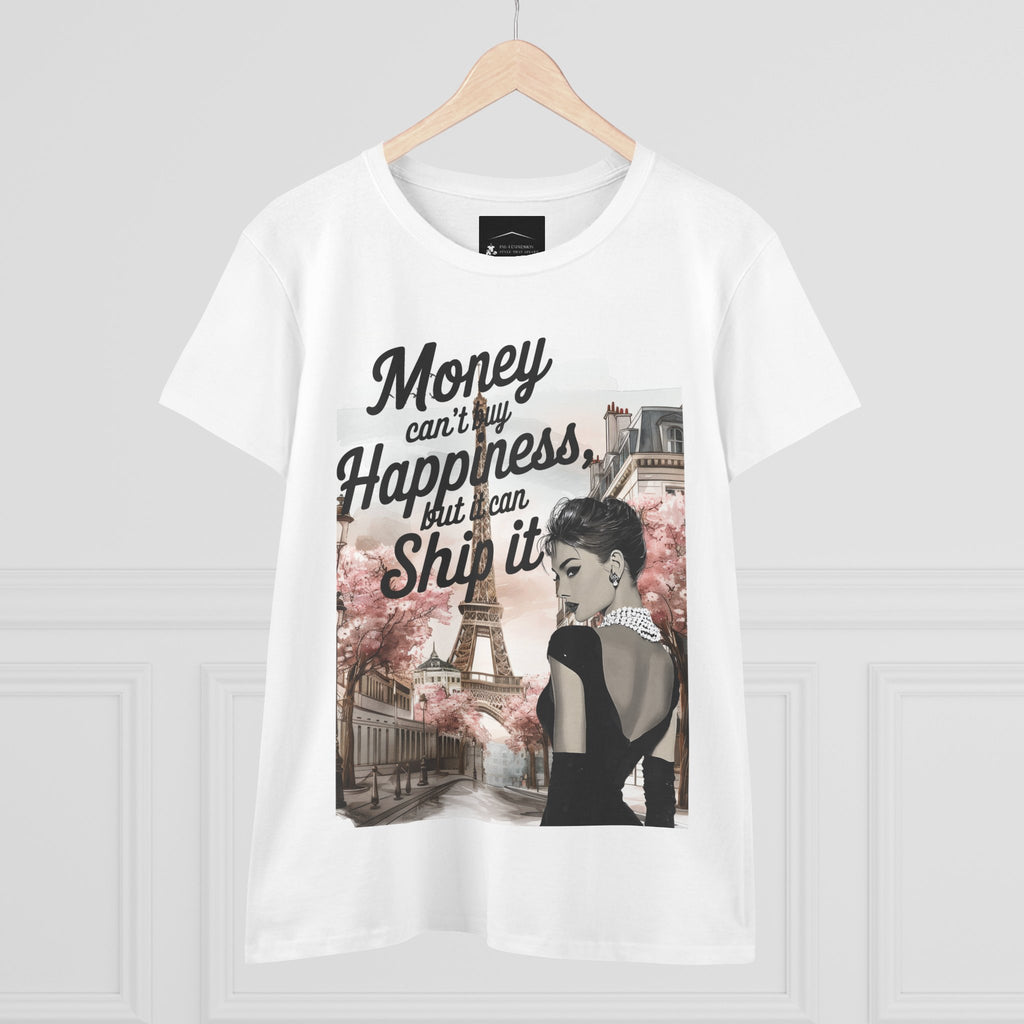 Parisian Audrey Hepburn Tee — "Money Can't Buy Happiness, But I Can Ship It" Women's T‑Shirt