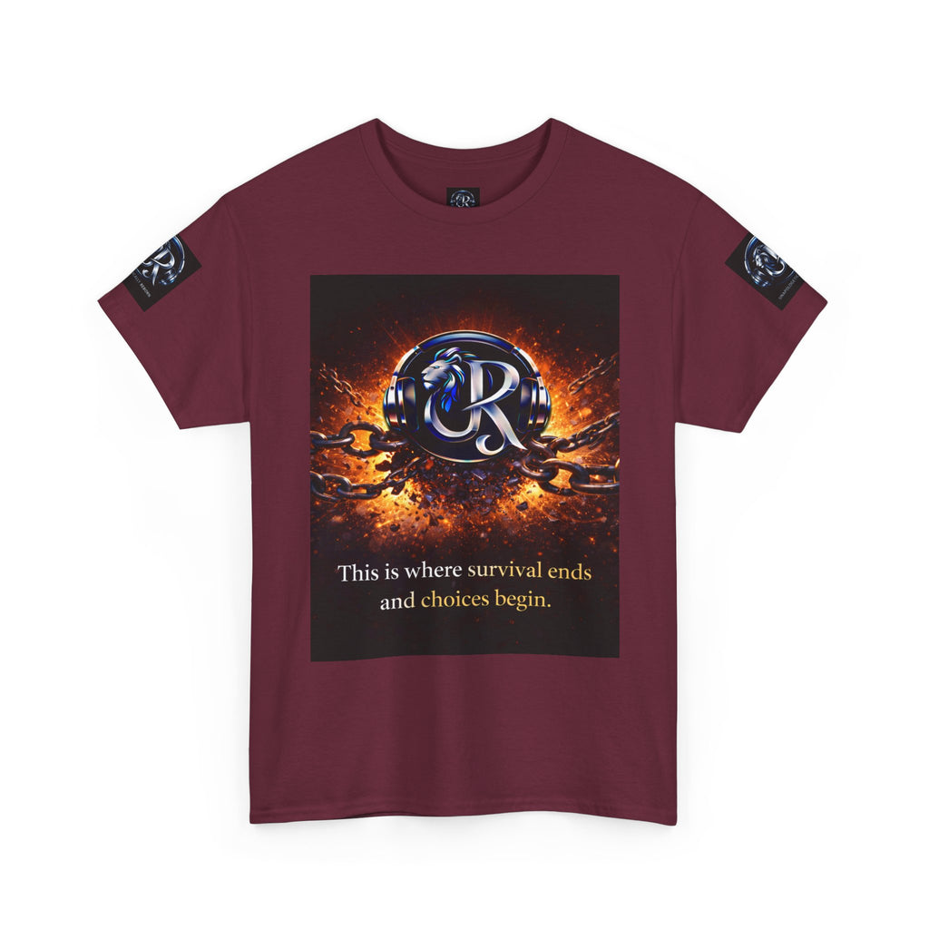 Graphic Tee — 'This is where survival ends and choices begin' Emblem