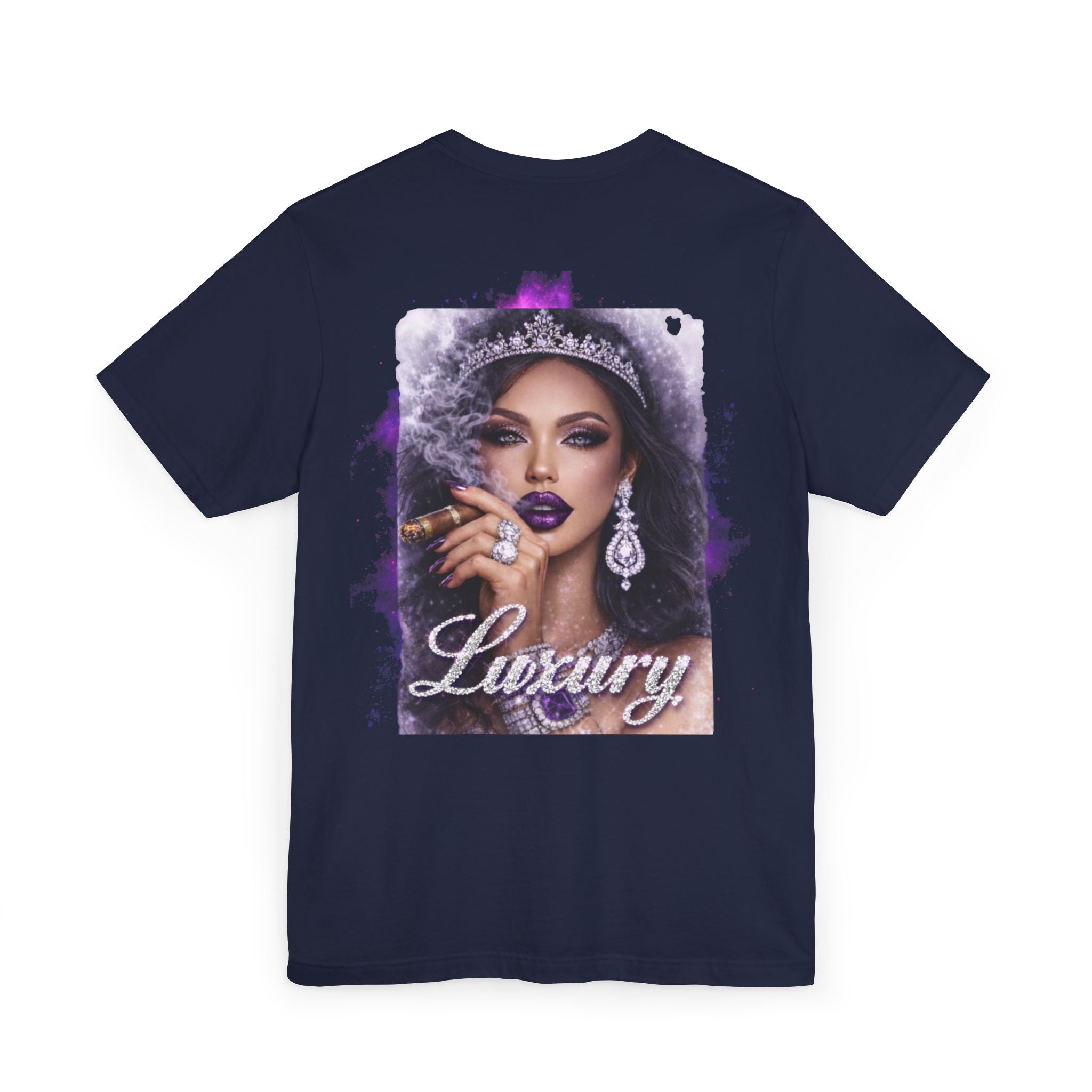 Luxury Queen T-Shirt — Glam Portrait Tee with 'Luxury' Script
