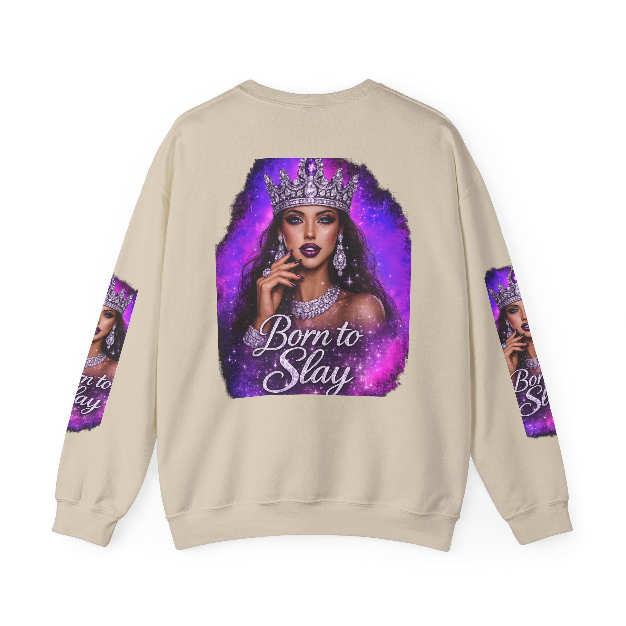 Crewneck Sweatshirt — "Born to Slay" Crowned Queen Graphic