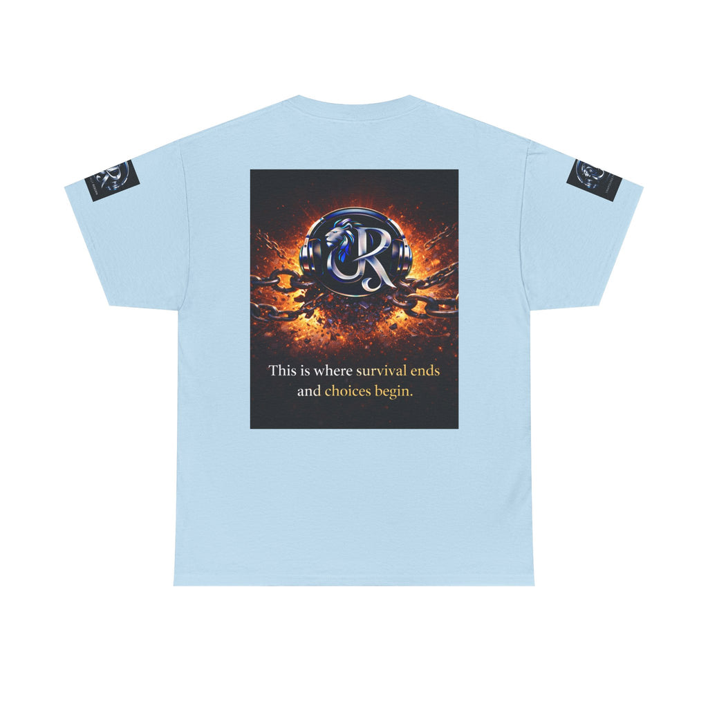 Graphic Tee — 'This is where survival ends and choices begin' Emblem