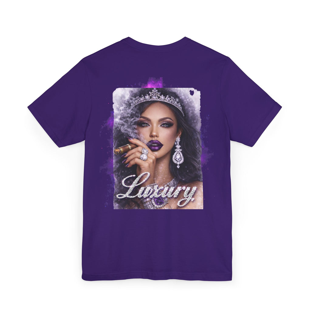 Luxury Queen T-Shirt — Glam Portrait Tee with 'Luxury' Script