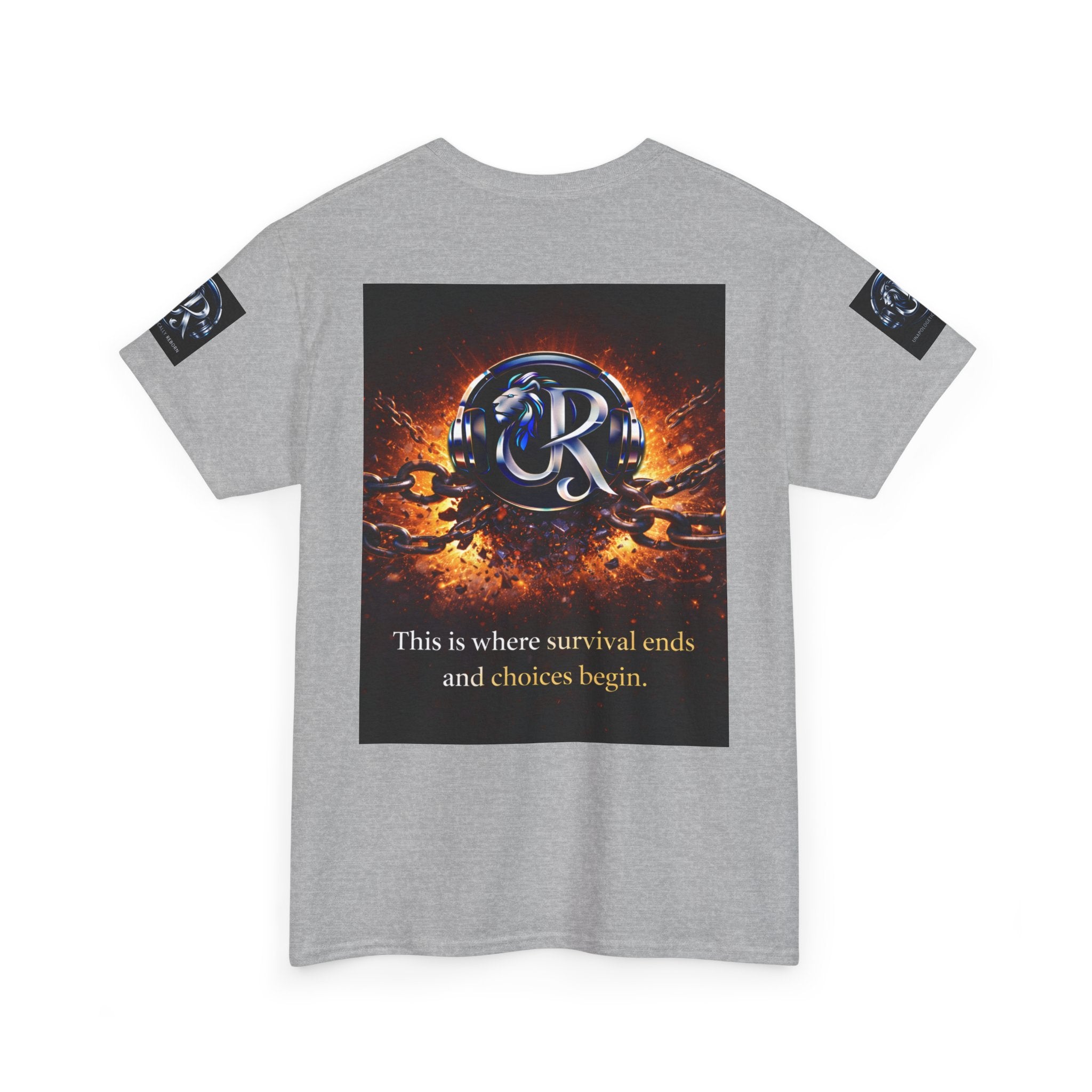 Graphic Tee — 'This is where survival ends and choices begin' Emblem