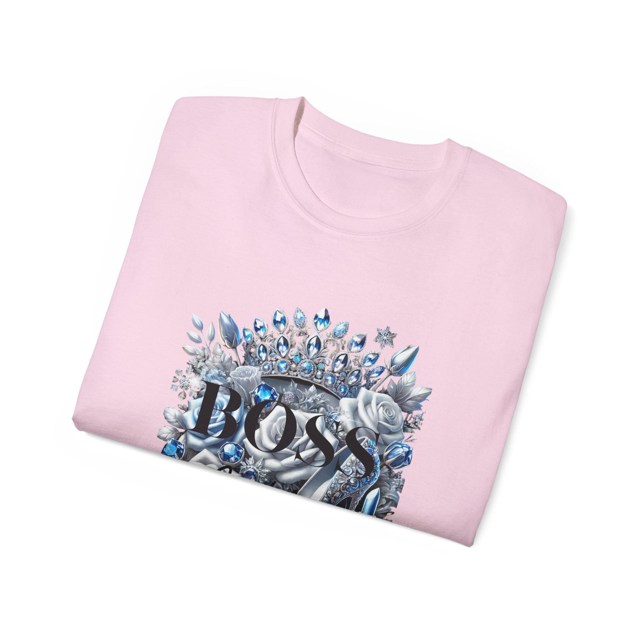 Boss Lady Tee — Women's Empowerment Graphic T‑Shirt (Crown & Roses Design)