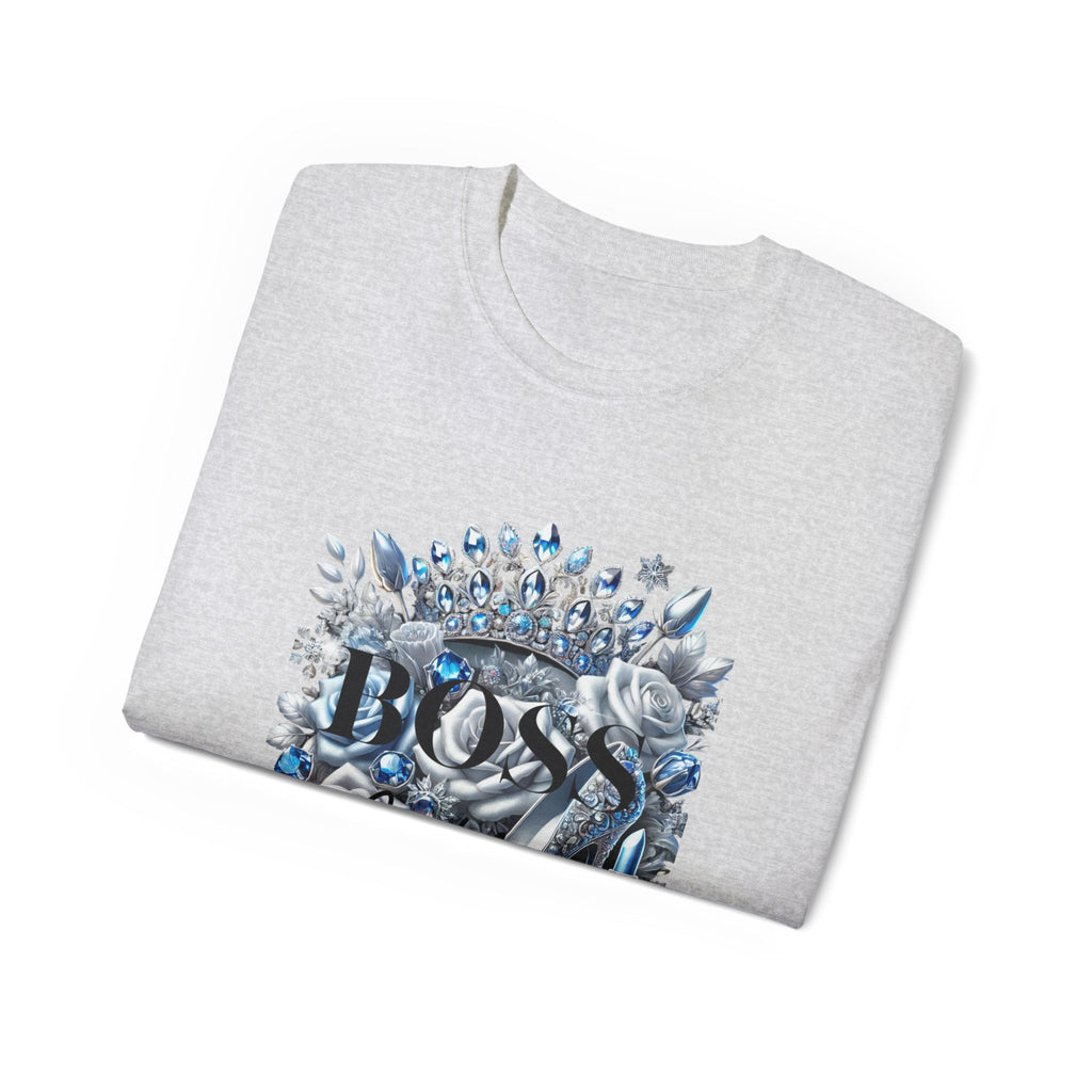 Boss Lady Tee — Women's Empowerment Graphic T‑Shirt (Crown & Roses Design)