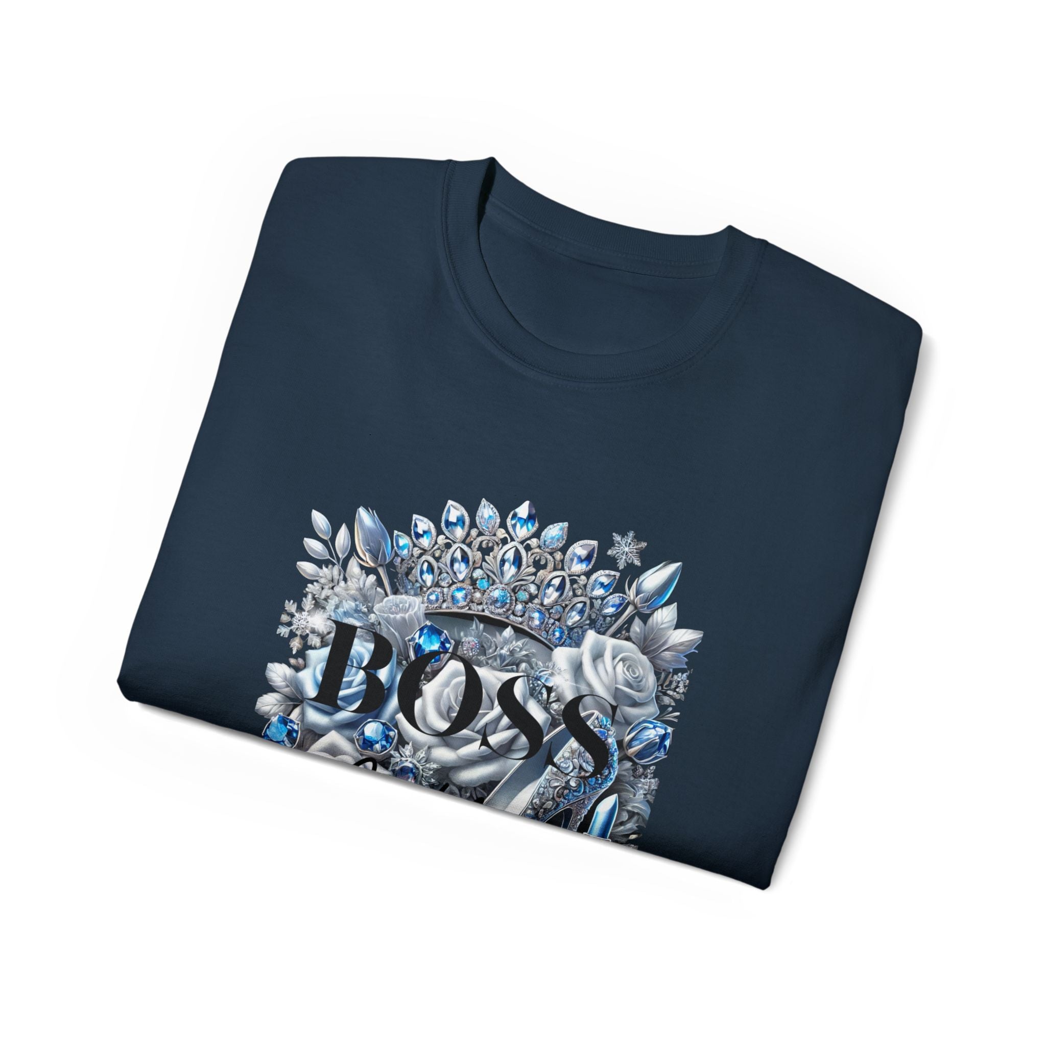 Boss Lady Tee — Women's Empowerment Graphic T‑Shirt (Crown & Roses Design)