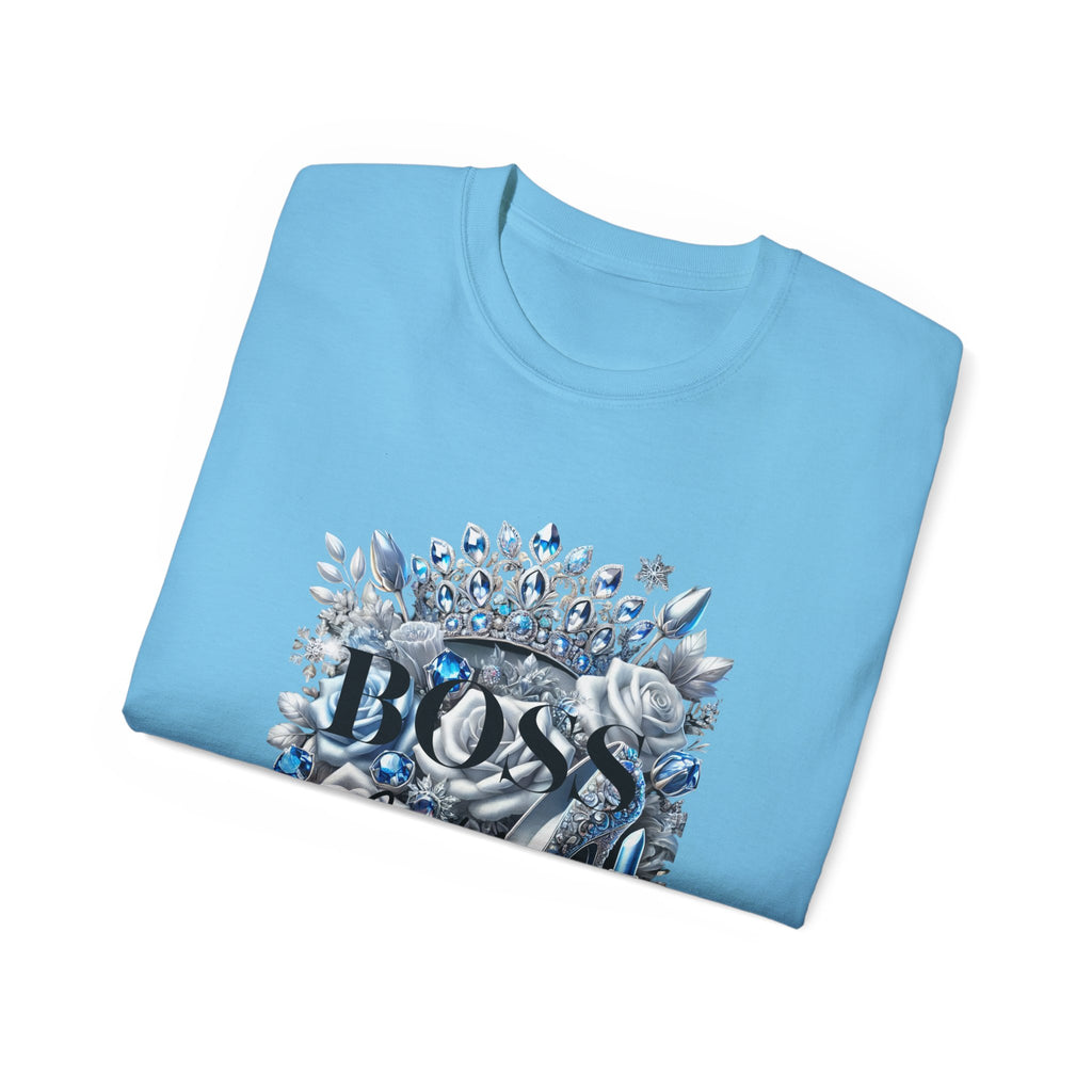 Boss Lady Tee — Women's Empowerment Graphic T‑Shirt (Crown & Roses Design)