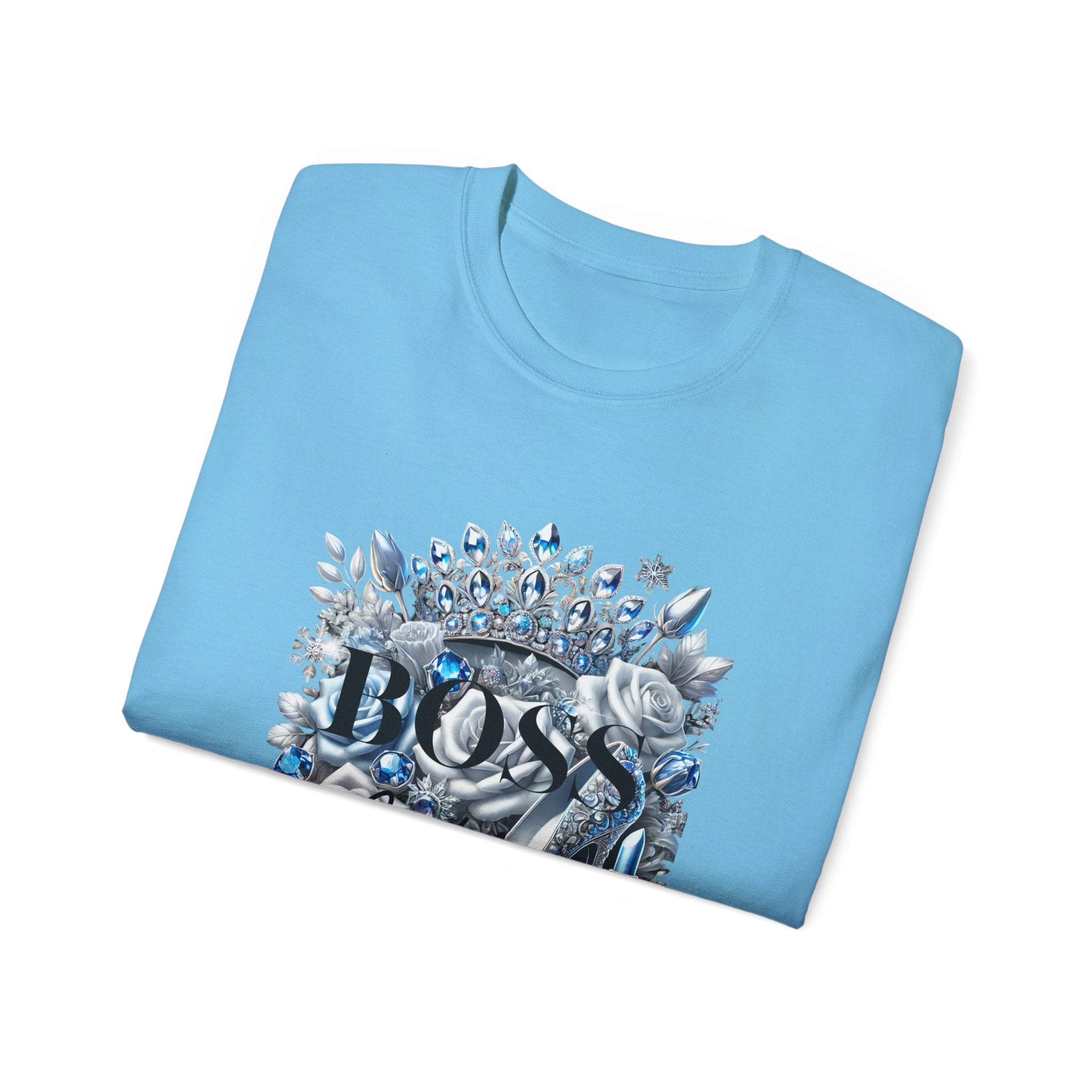 Boss Lady Tee — Women's Empowerment Graphic T‑Shirt (Crown & Roses Design)