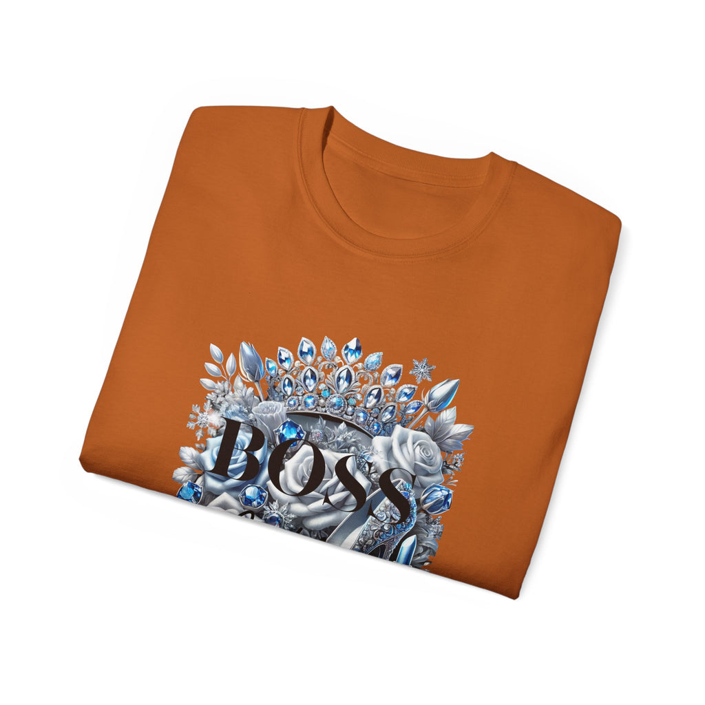 Boss Lady Tee — Women's Empowerment Graphic T‑Shirt (Crown & Roses Design)