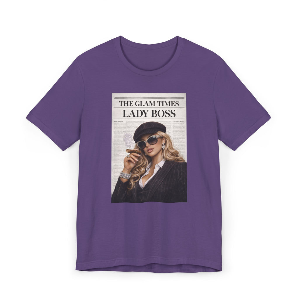 Lady Boss Graphic T-Shirt — 'The Glam Times' Vintage Newspaper Design